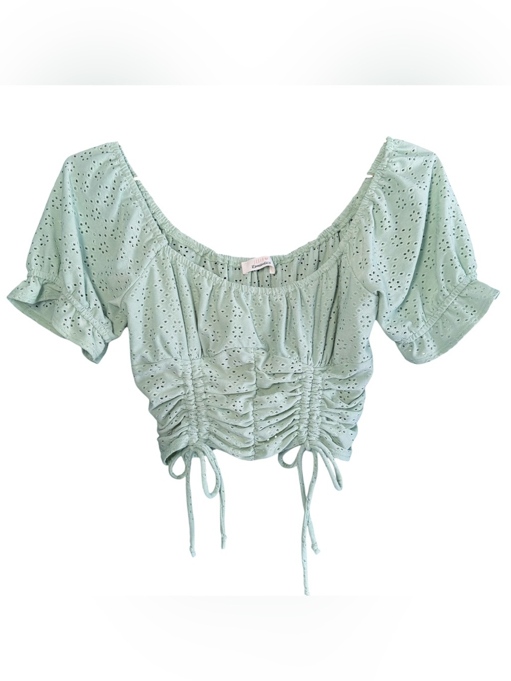 URBAN Romantics Mint Eyelet Ruched Crop Top Size M